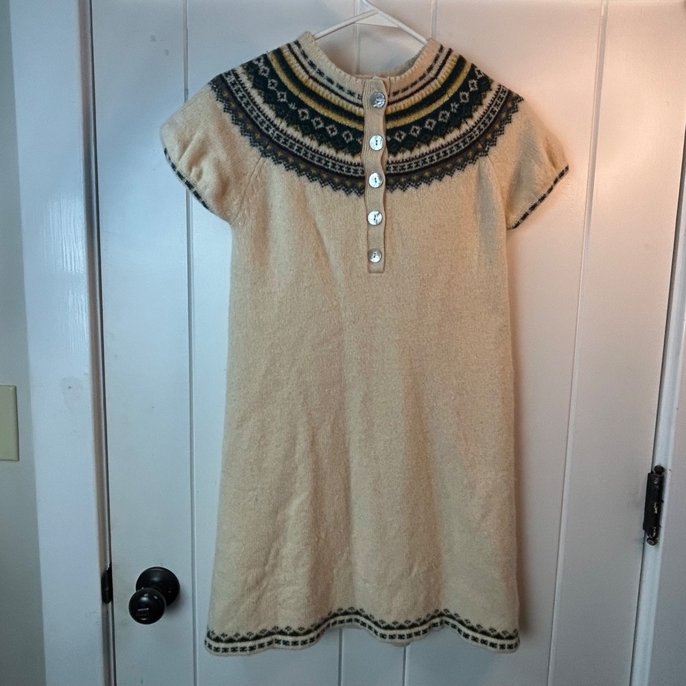 Free People‎ Beige & Stripes Wool Sweater Dress Big Girls Medium